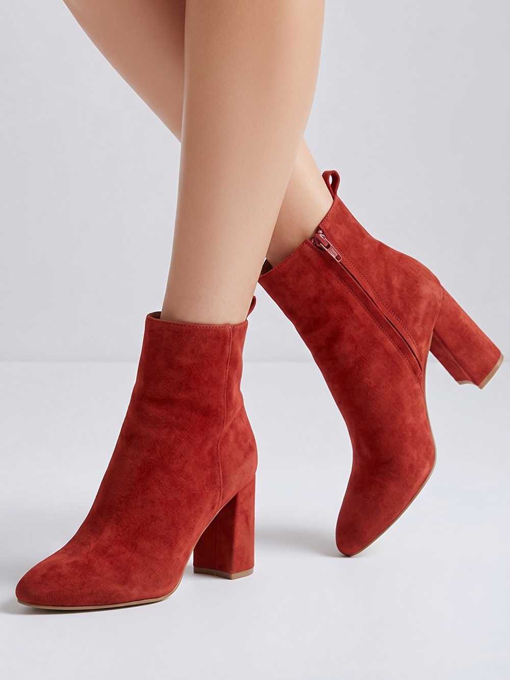 & other stories Stockholm bootie shoe red suede leather side zipper size 7 37 Eu